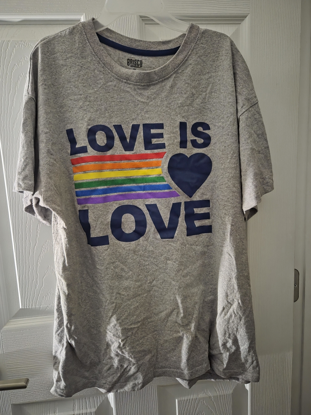 Women's  "Love Is Love" Gray Tee with Rainbow Graphic Size XL